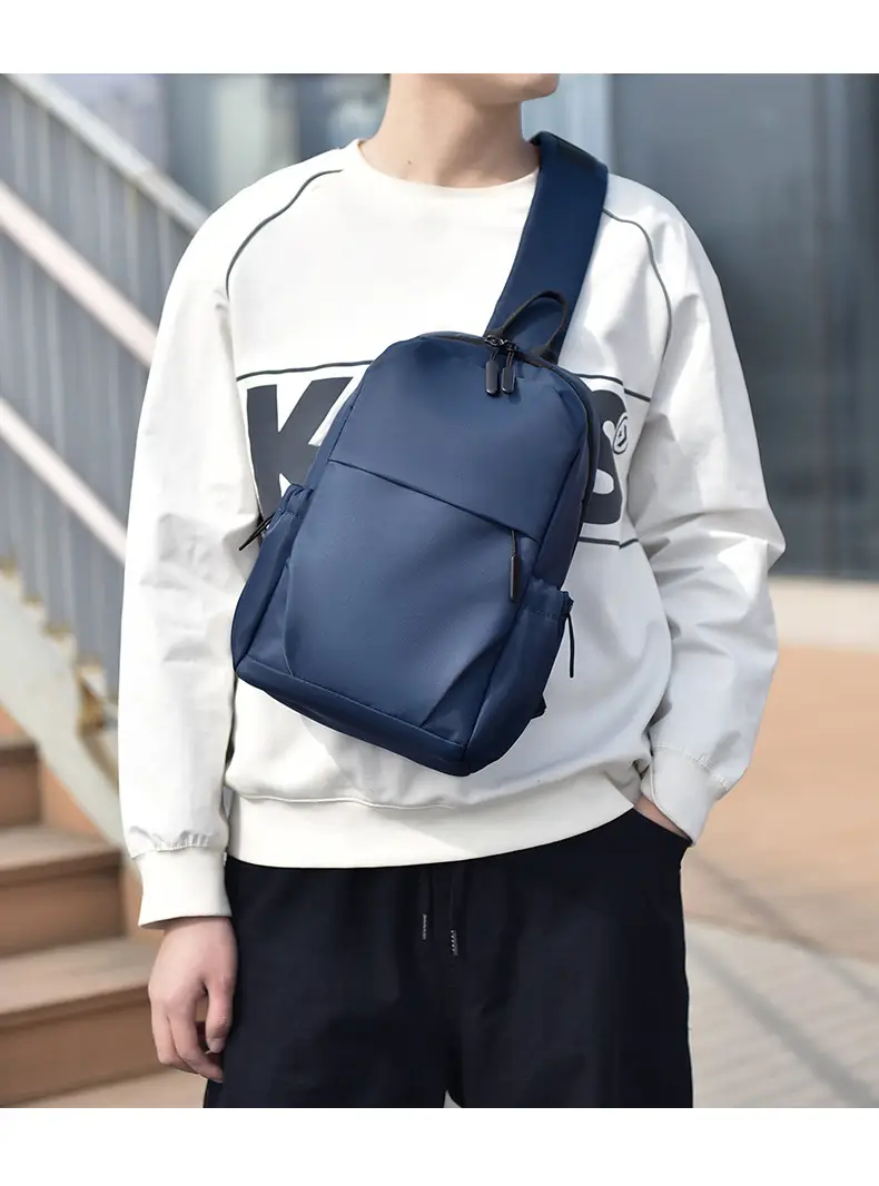 Men's Black Leather Crossbody Backpack 33cm High — feature 17