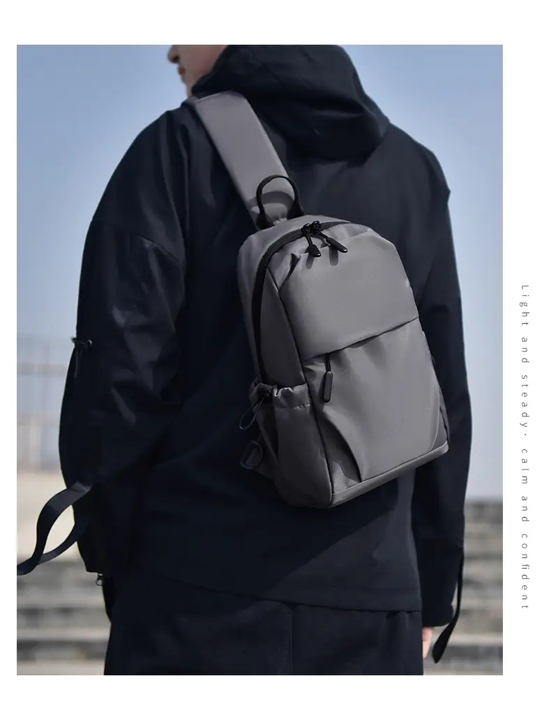 Men's Black Leather Crossbody Backpack 33cm High — feature 18