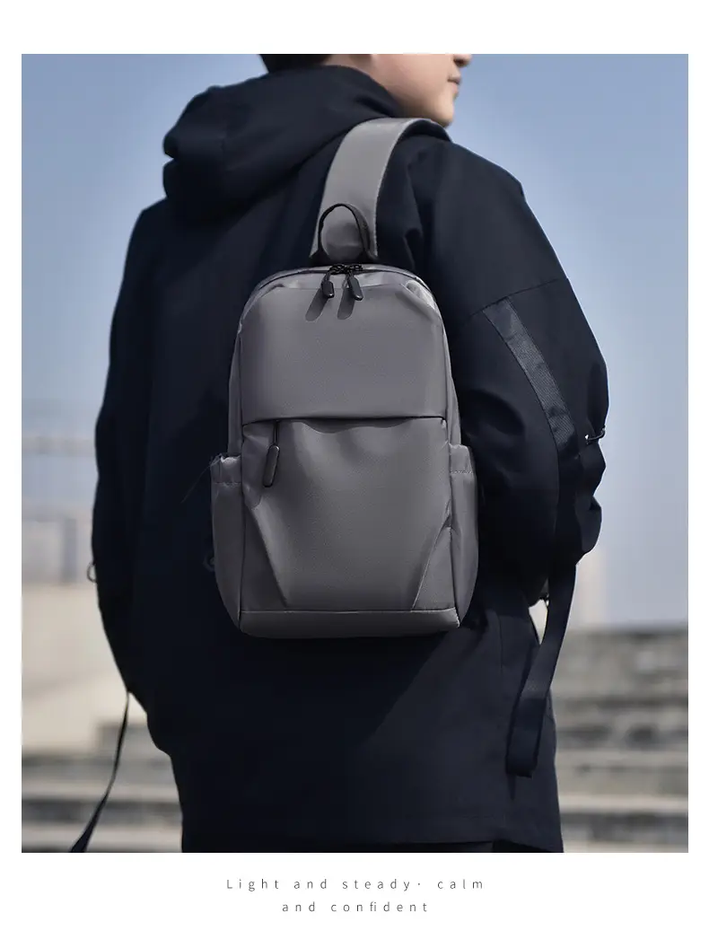 Men's Black Leather Crossbody Backpack 33cm High — feature 19