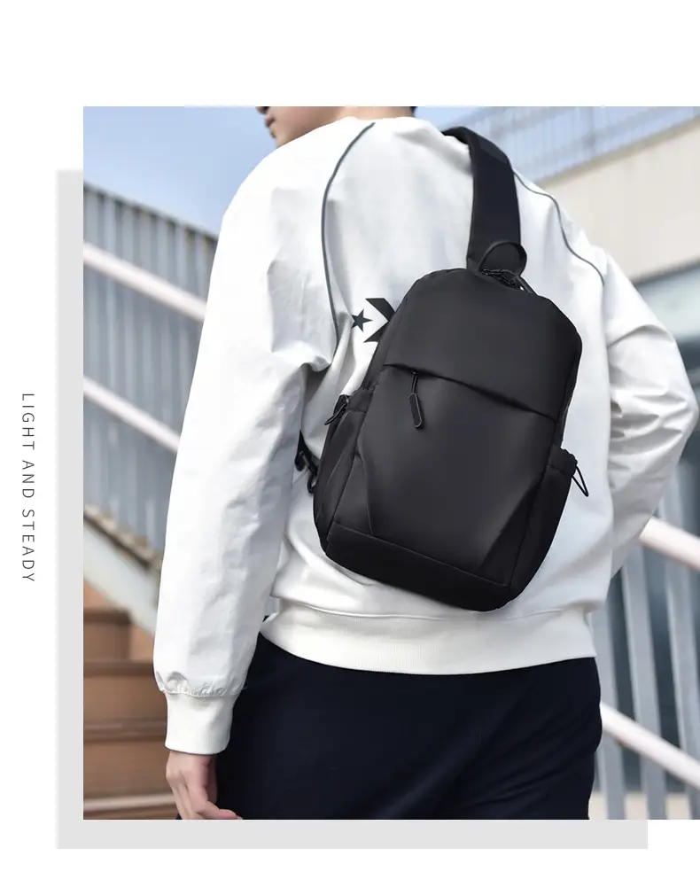 Men's Black Leather Crossbody Backpack 33cm High — feature 21