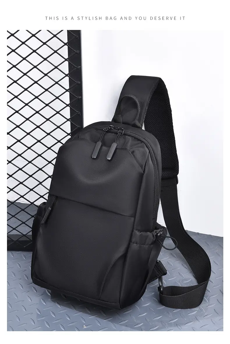 Men's Black Leather Crossbody Backpack 33cm High — feature 22
