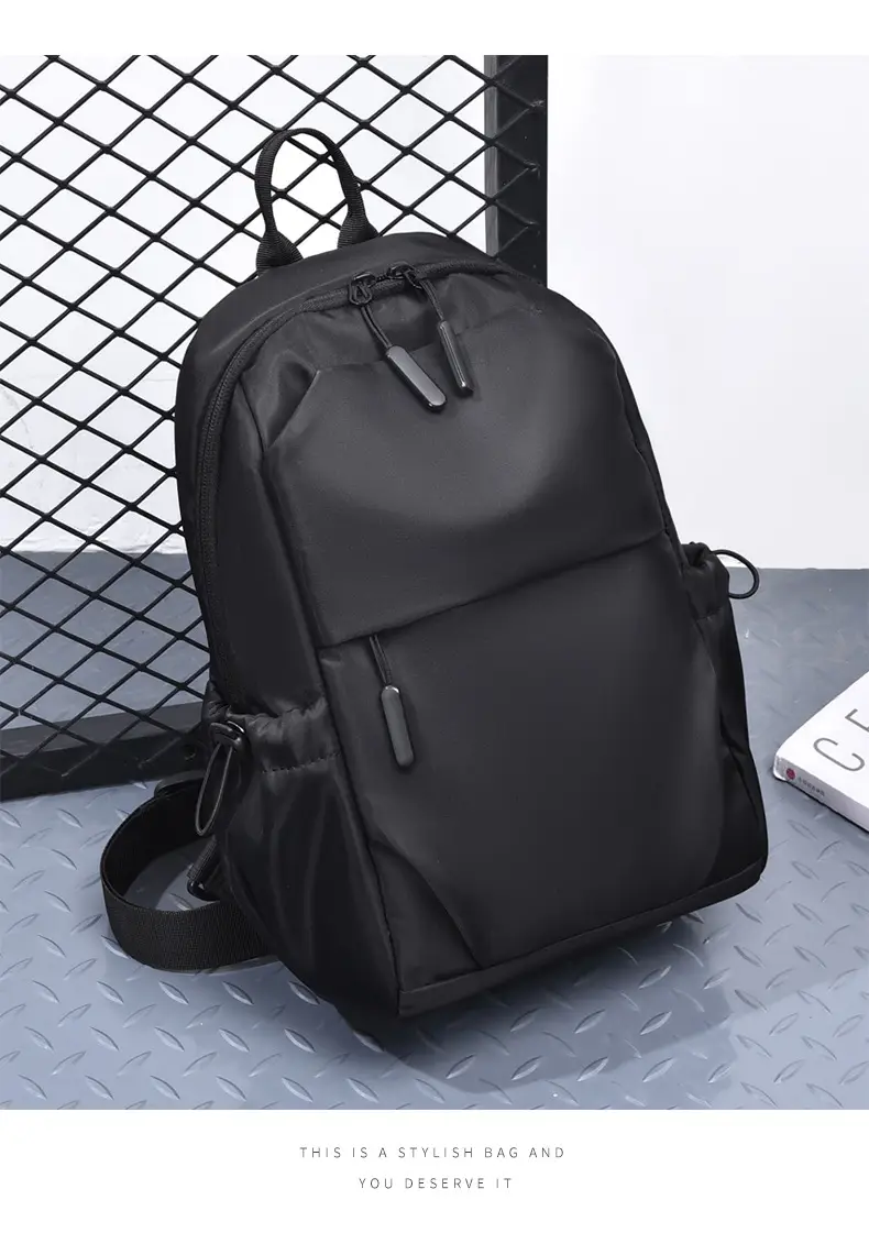 Men's Black Leather Crossbody Backpack 33cm High — feature 23