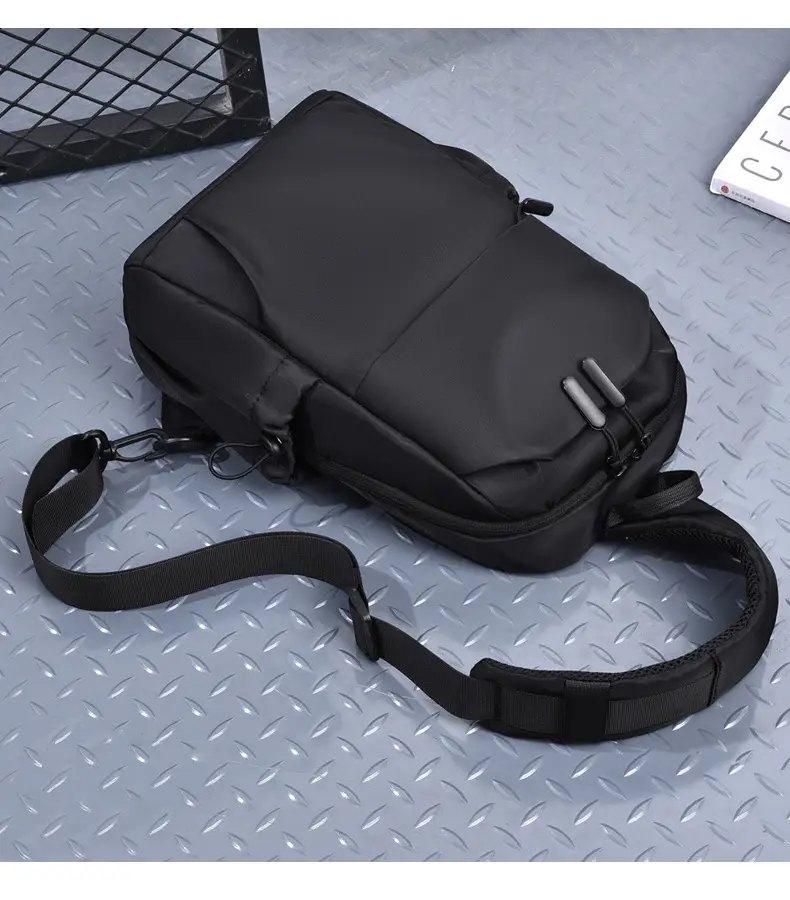 Men's Black Leather Crossbody Backpack 33cm High — feature 27