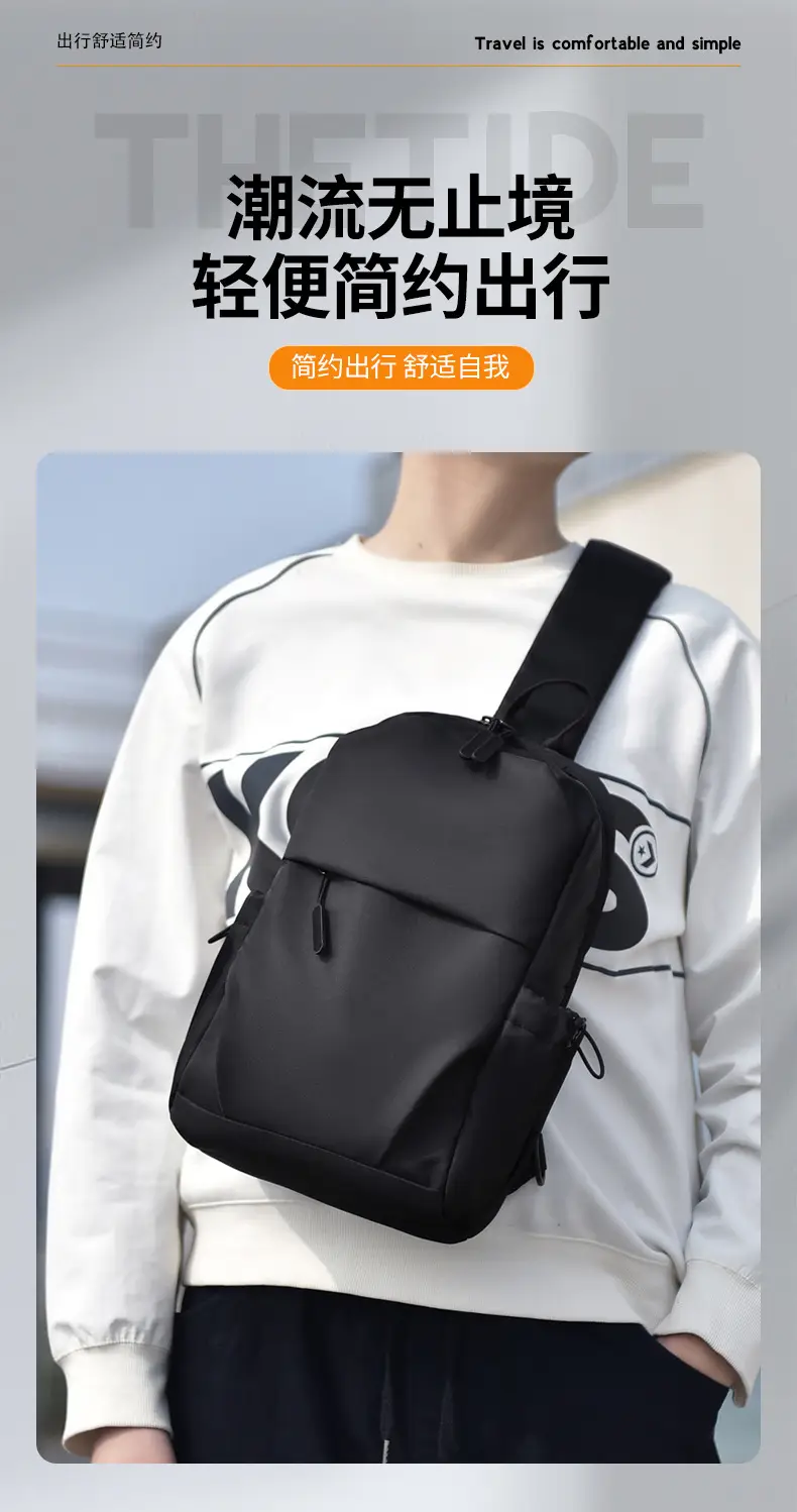 Men's Black Leather Crossbody Backpack 33cm High — feature 3
