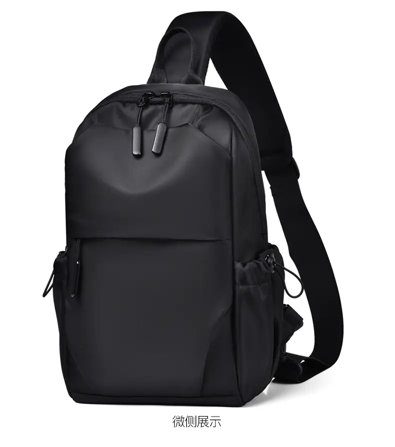 Men's Black Leather Crossbody Backpack 33cm High — feature 32