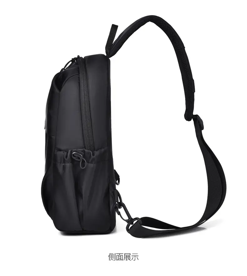 Men's Black Leather Crossbody Backpack 33cm High — feature 33