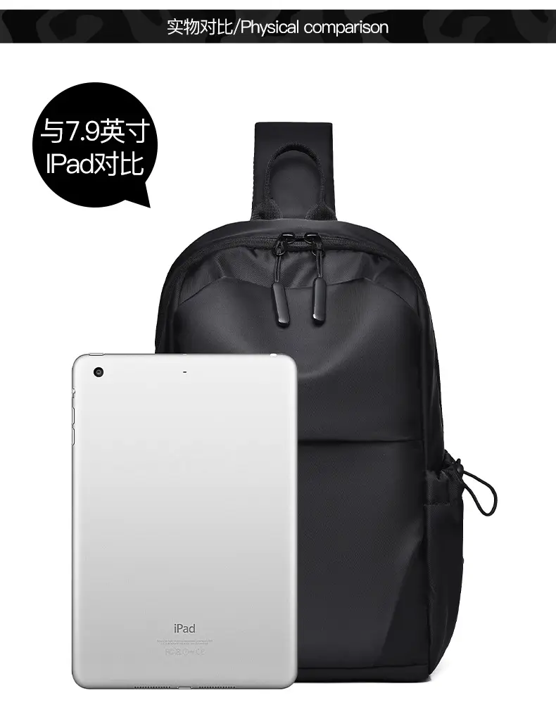 Men's Black Leather Crossbody Backpack 33cm High — feature 37