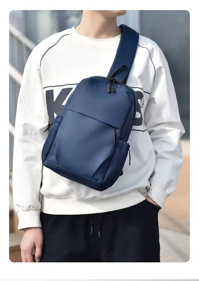 Men's Black Leather Crossbody Backpack 33cm High — feature 5