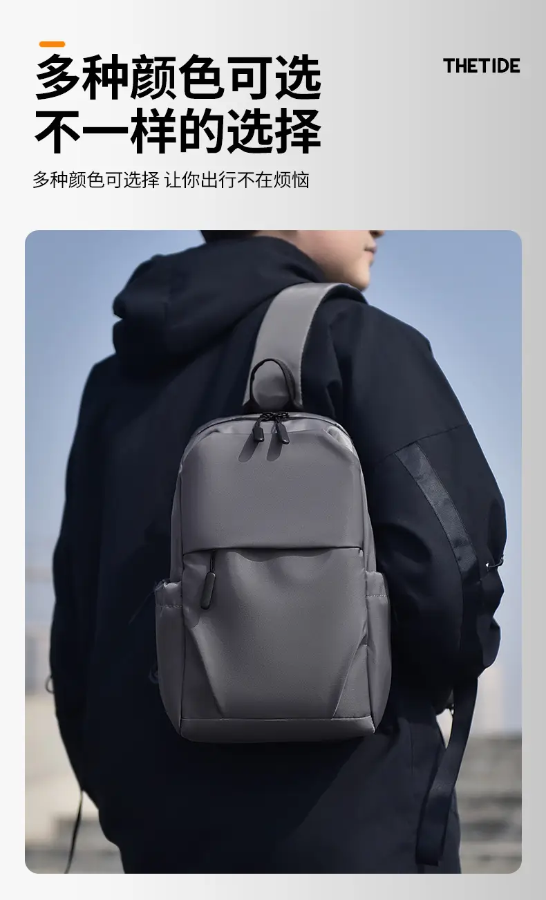 Men's Black Leather Crossbody Backpack 33cm High — feature 6