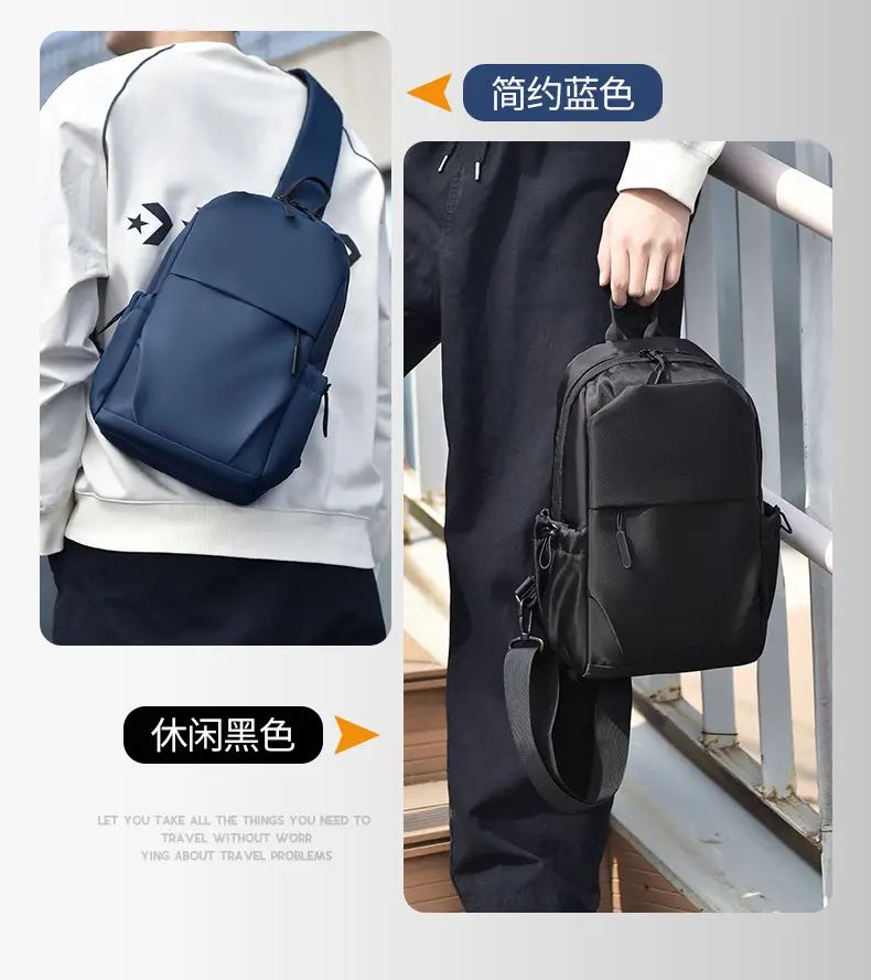 Men's Black Leather Crossbody Backpack 33cm High — feature 7