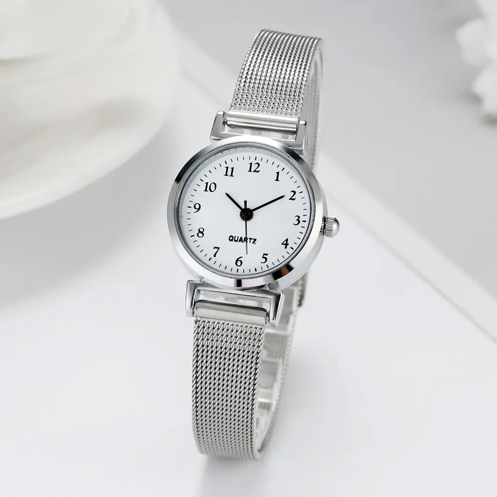 Women's Silver Mesh Quartz Watch with Pin Buckle - Image 4