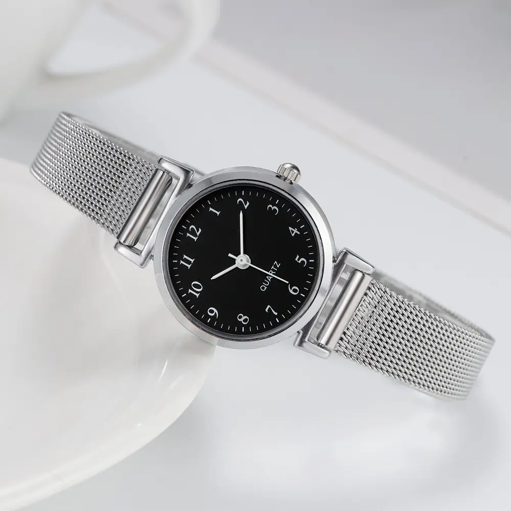 Women's Silver Mesh Quartz Watch with Pin Buckle - Image 5