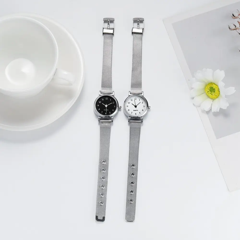Women's Silver Mesh Quartz Watch with Pin Buckle - Image 6