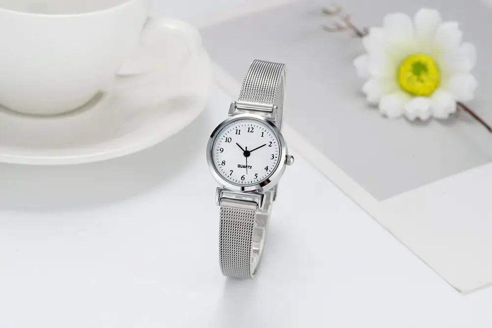 Women's Silver Mesh Quartz Watch with Pin Buckle — feature 3