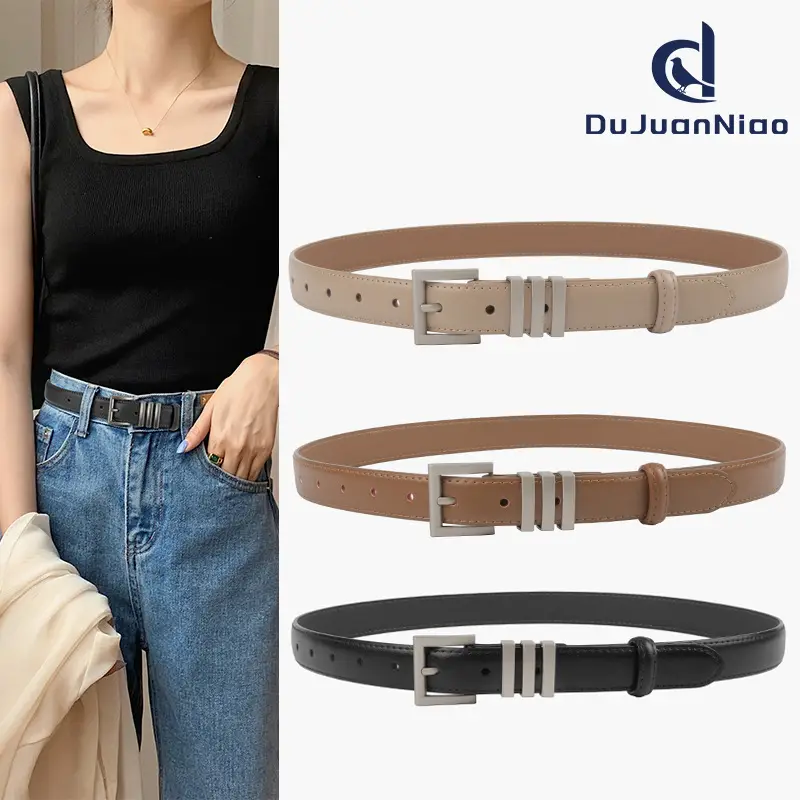Women's Classic Leather Belt with Jeans Casual Outfit - Image 7