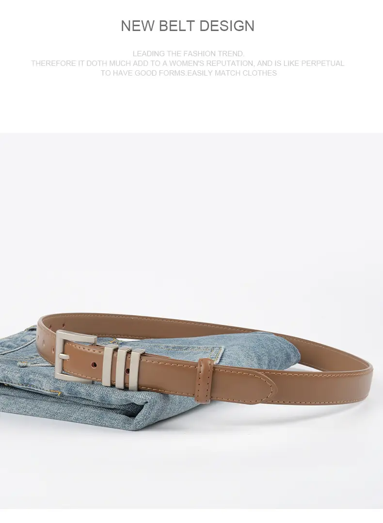 Women's Classic Leather Belt with Jeans Casual Outfit — feature 11