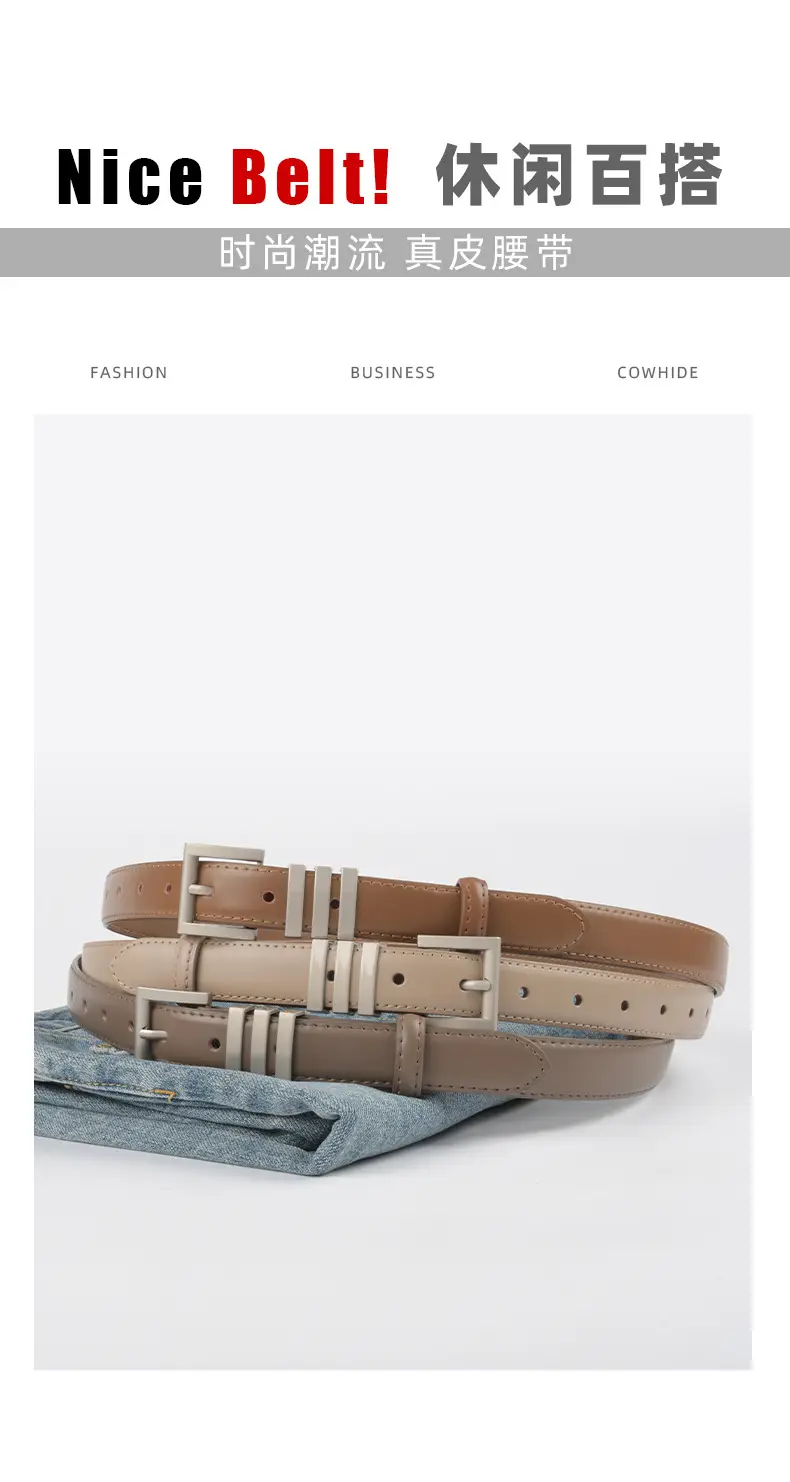 Women's Classic Leather Belt with Jeans Casual Outfit — feature 4