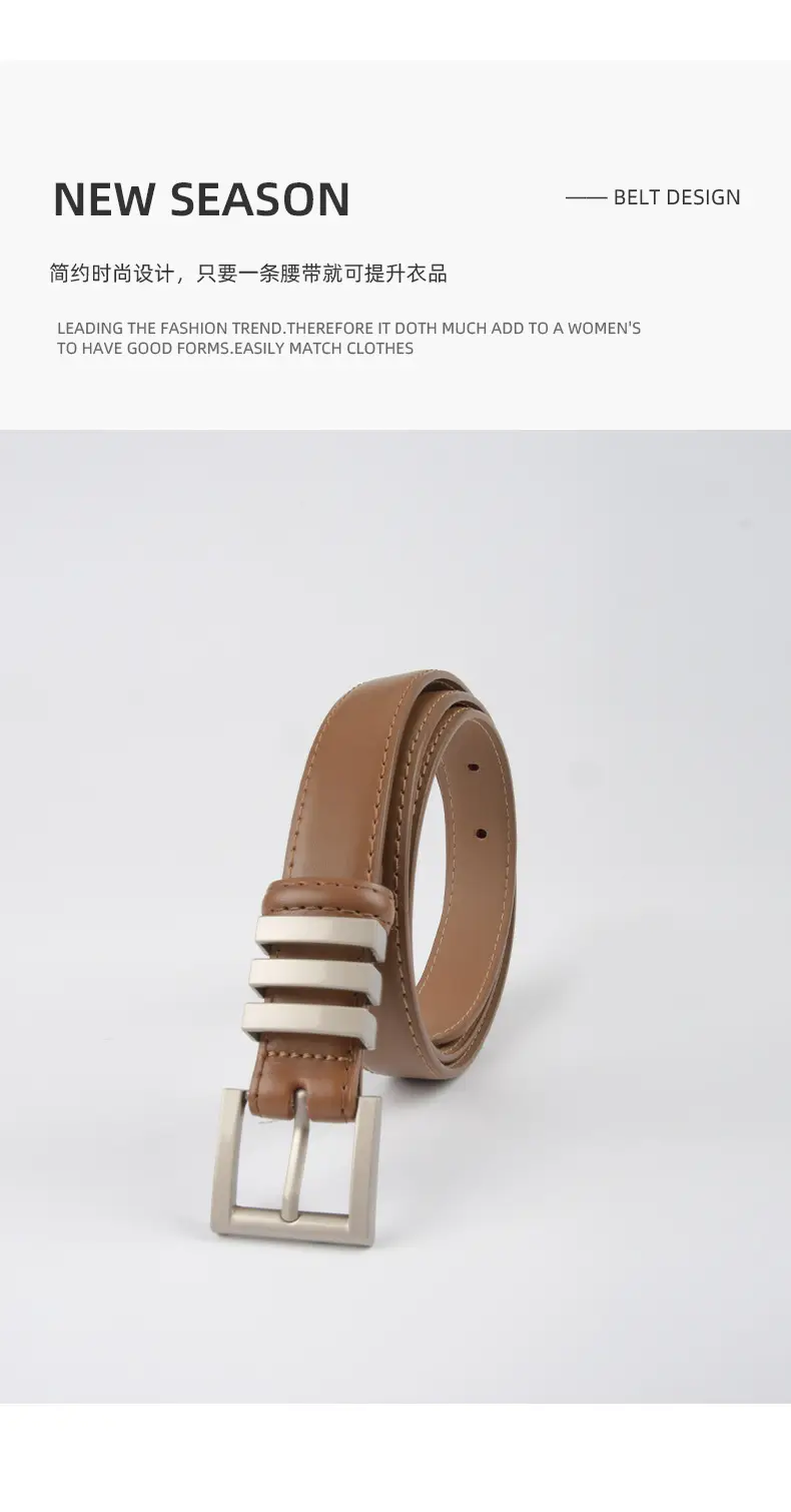 Women's Classic Leather Belt with Jeans Casual Outfit — feature 5