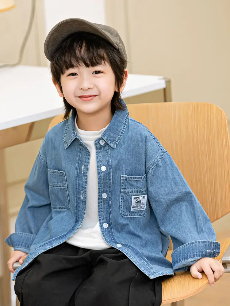 Boys Blue Denim Shirt Loose Spring Summer Wear - Image 3