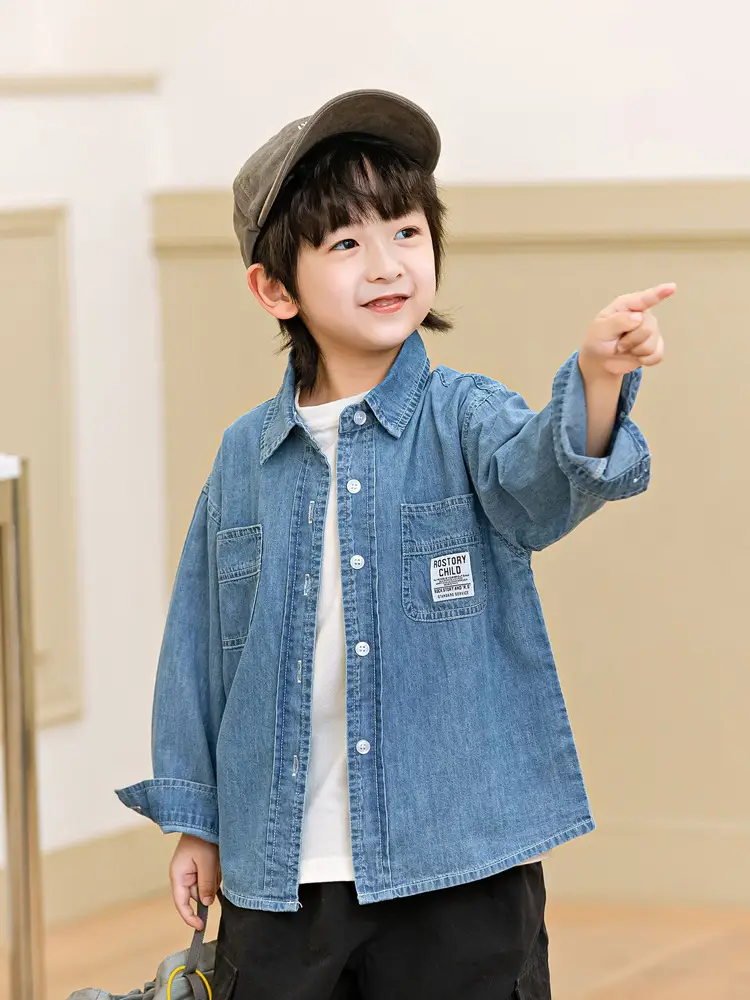 Boys Blue Denim Shirt Loose Spring Summer Wear - Image 4