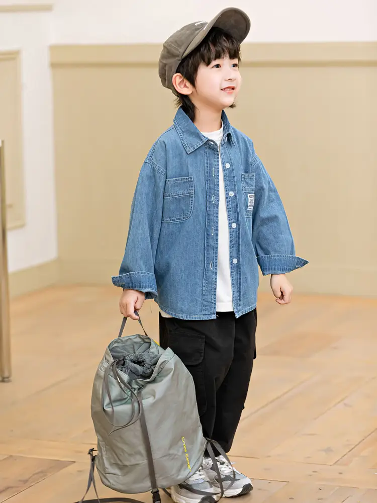 Boys Blue Denim Shirt Loose Spring Summer Wear - Image 5