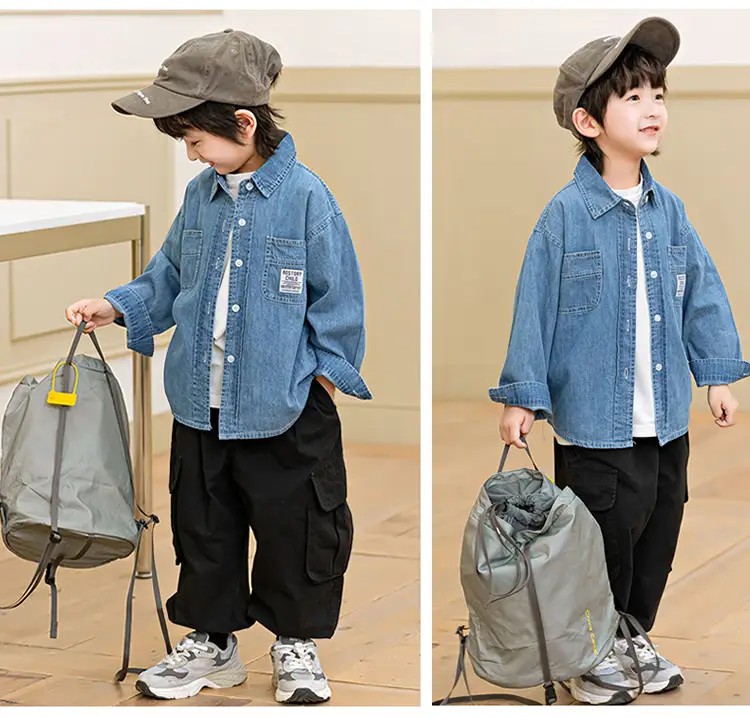 Boys Blue Denim Shirt Loose Spring Summer Wear — feature 10