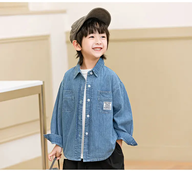 Boys Blue Denim Shirt Loose Spring Summer Wear — feature 11