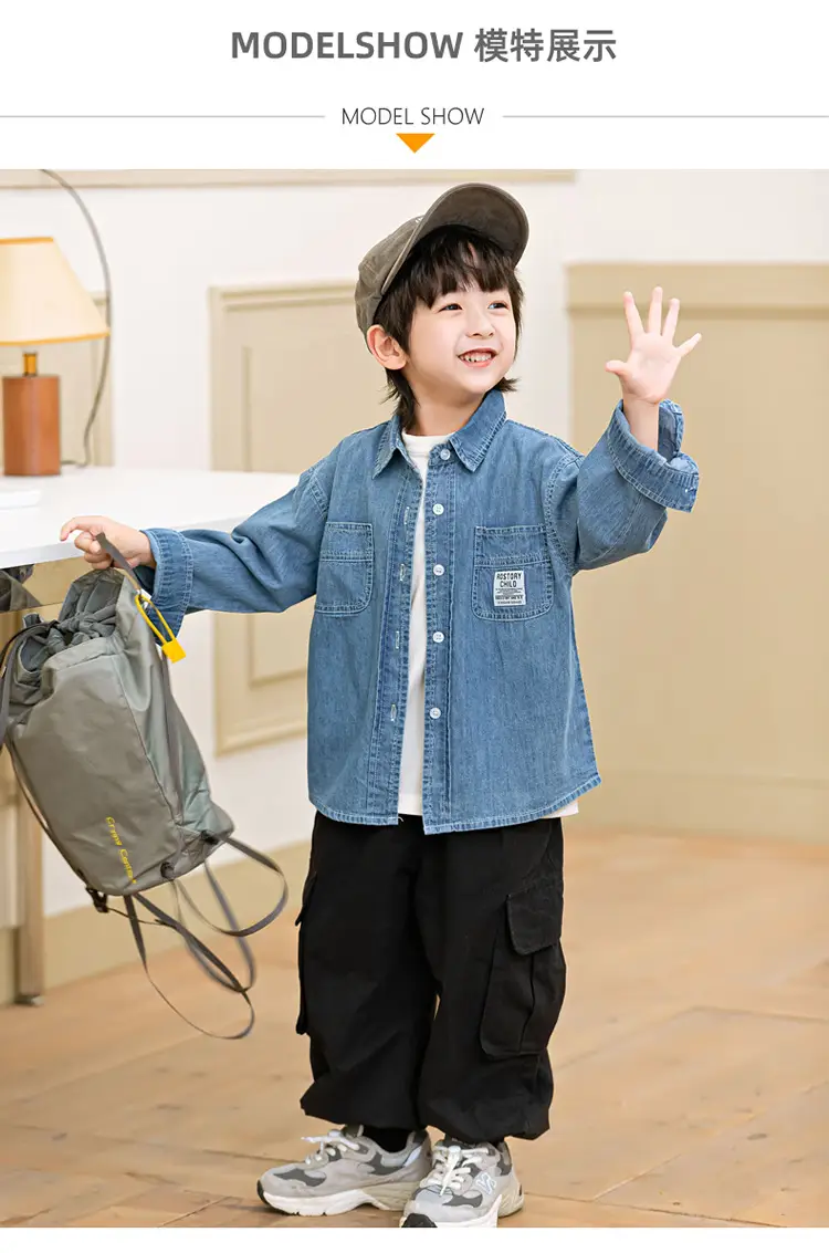 Boys Blue Denim Shirt Loose Spring Summer Wear — feature 7