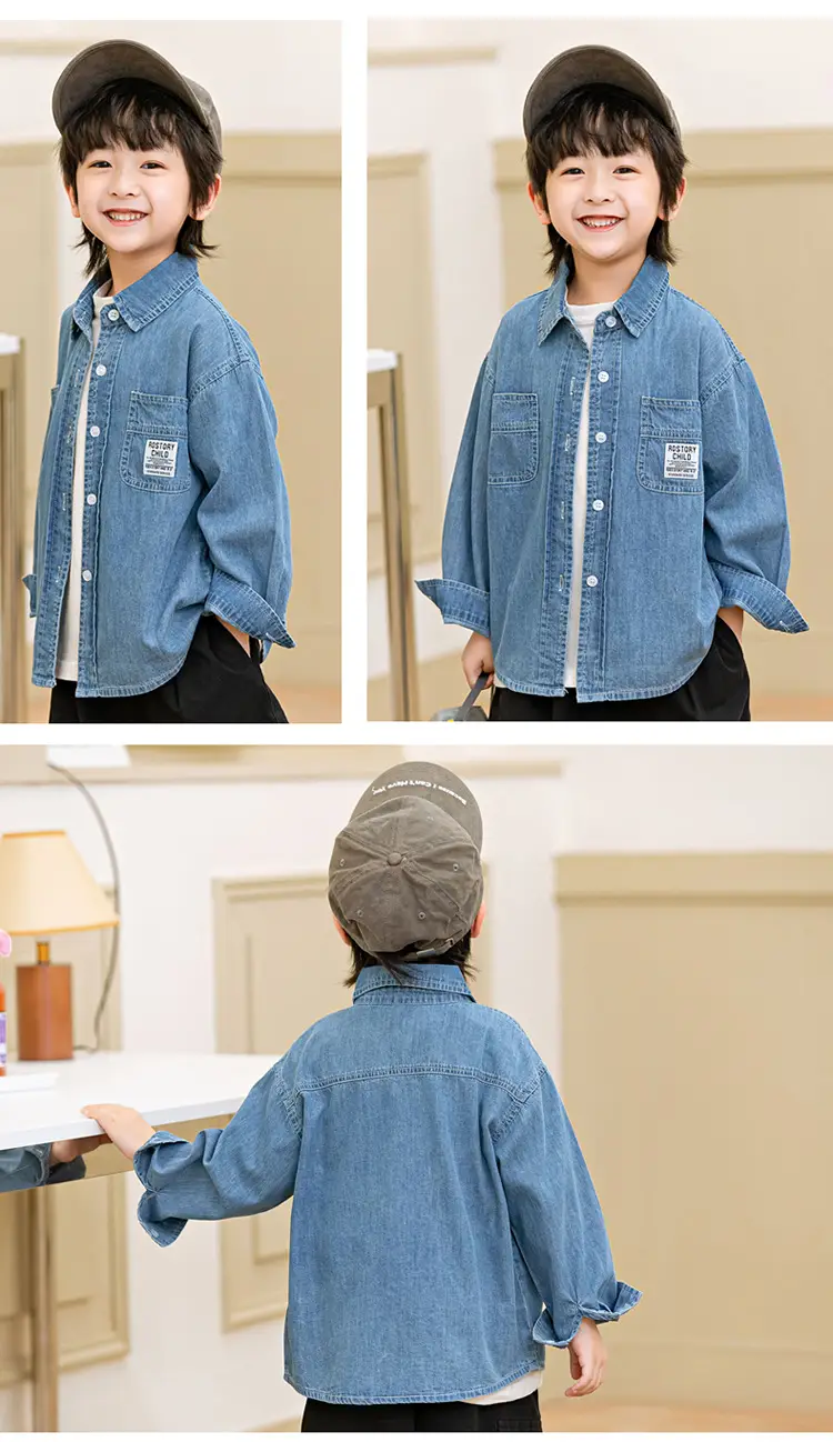 Boys Blue Denim Shirt Loose Spring Summer Wear — feature 8