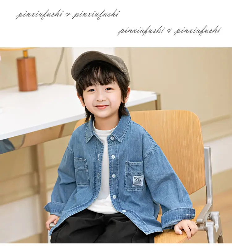 Boys Blue Denim Shirt Loose Spring Summer Wear — feature 9