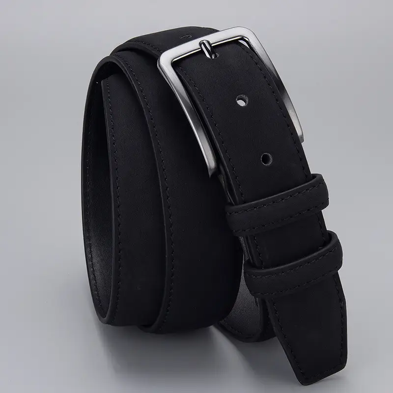Men's Tan Leather Belt with Silver Buckle - Image 6