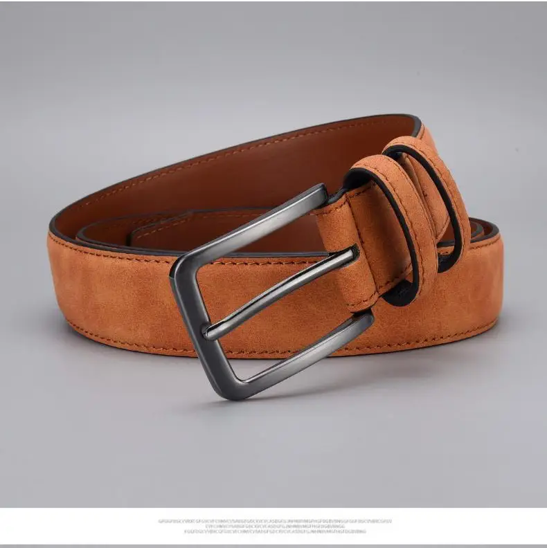 Men's Tan Leather Belt with Silver Buckle — feature 4