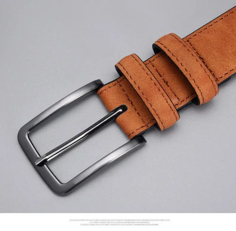 Men's Tan Leather Belt with Silver Buckle — feature 5