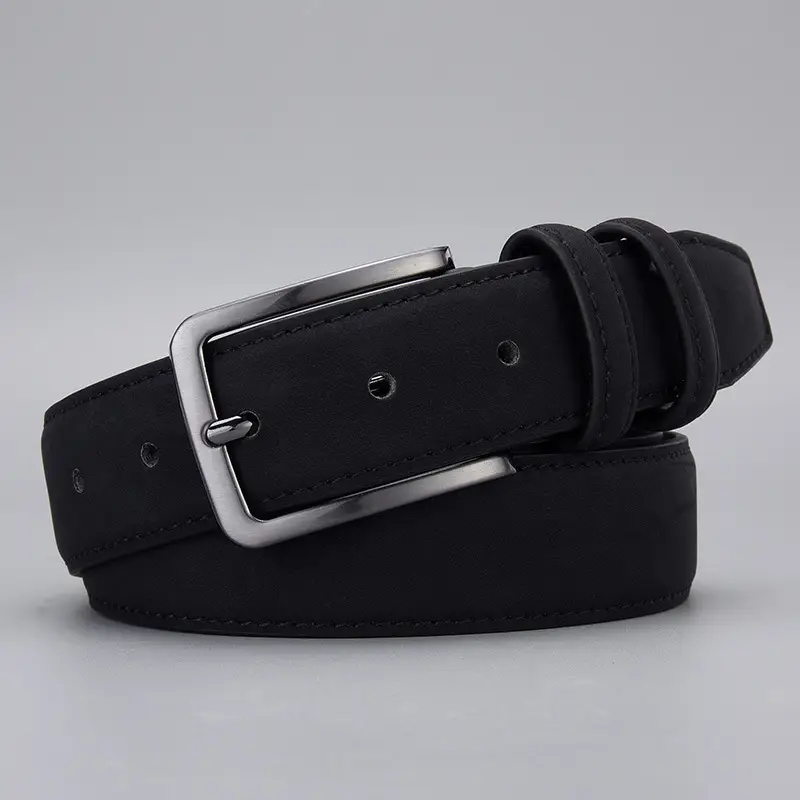 Men's Tan Leather Belt with Silver Buckle