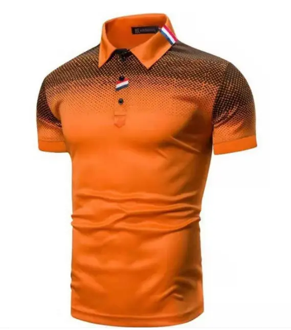 Men Black Printed Polo T-Shirt Short Sleeve