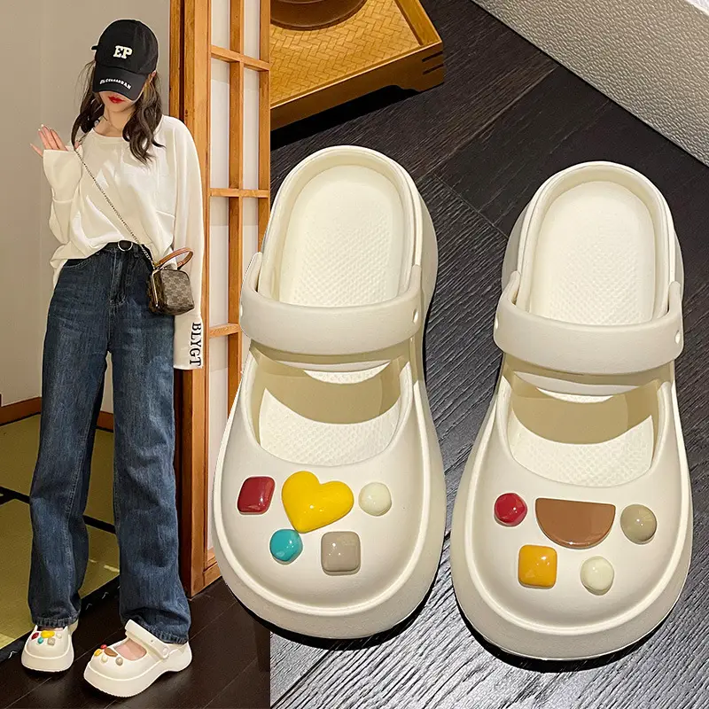 Thick-Soled Clogs for Women, Summer Outdoor Wear, 2026 New Model, Height-Increasing Beach Mary Jane Sandals for Women, Summer