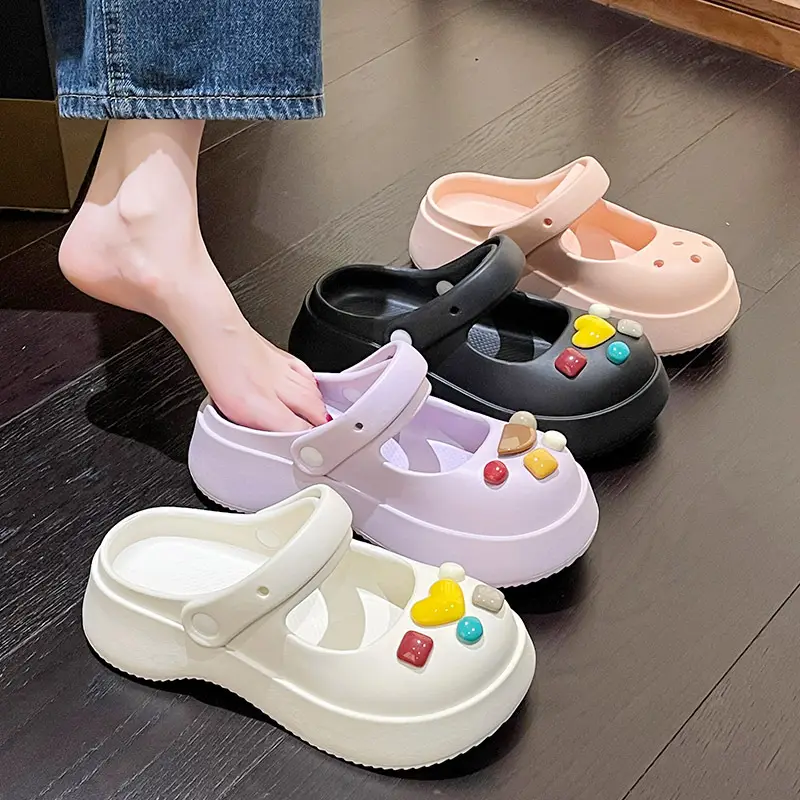 Thick-Soled Clogs for Women, Summer Outdoor Wear, 2026 New Model, Height-Increasing Beach Mary Jane Sandals for Women, Summer