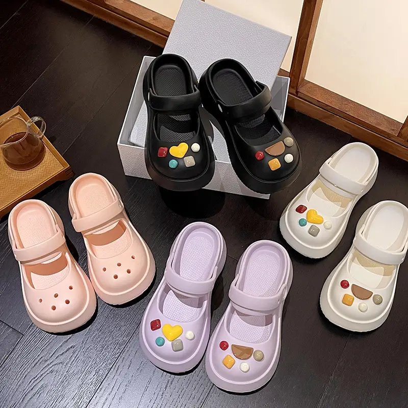 Thick-Soled Clogs for Women, Summer Outdoor Wear, 2026 New Model, Height-Increasing Beach Mary Jane Sandals for Women, Summer