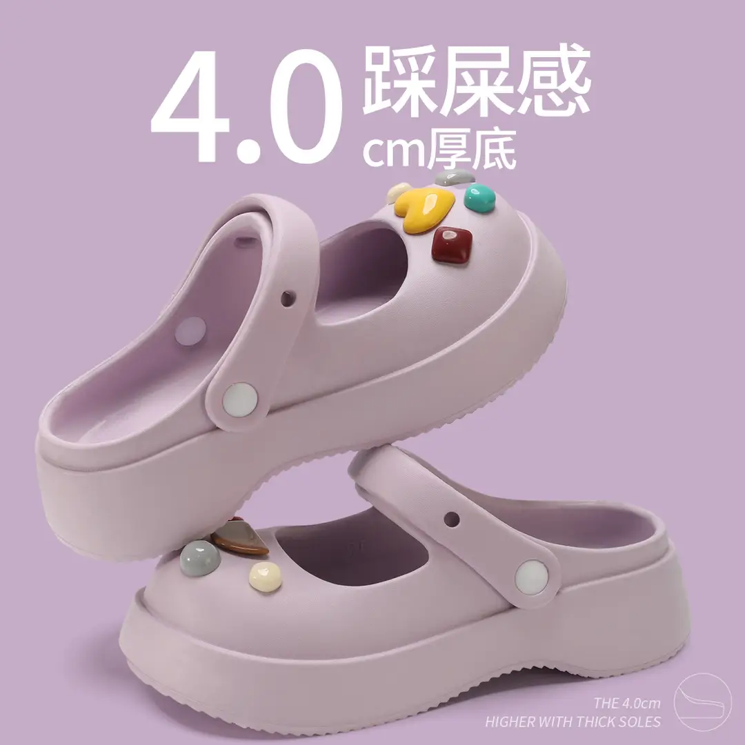 Thick-Soled Clogs for Women, Summer Outdoor Wear, 2026 New Model, Height-Increasing Beach Mary Jane Sandals for Women, Summer