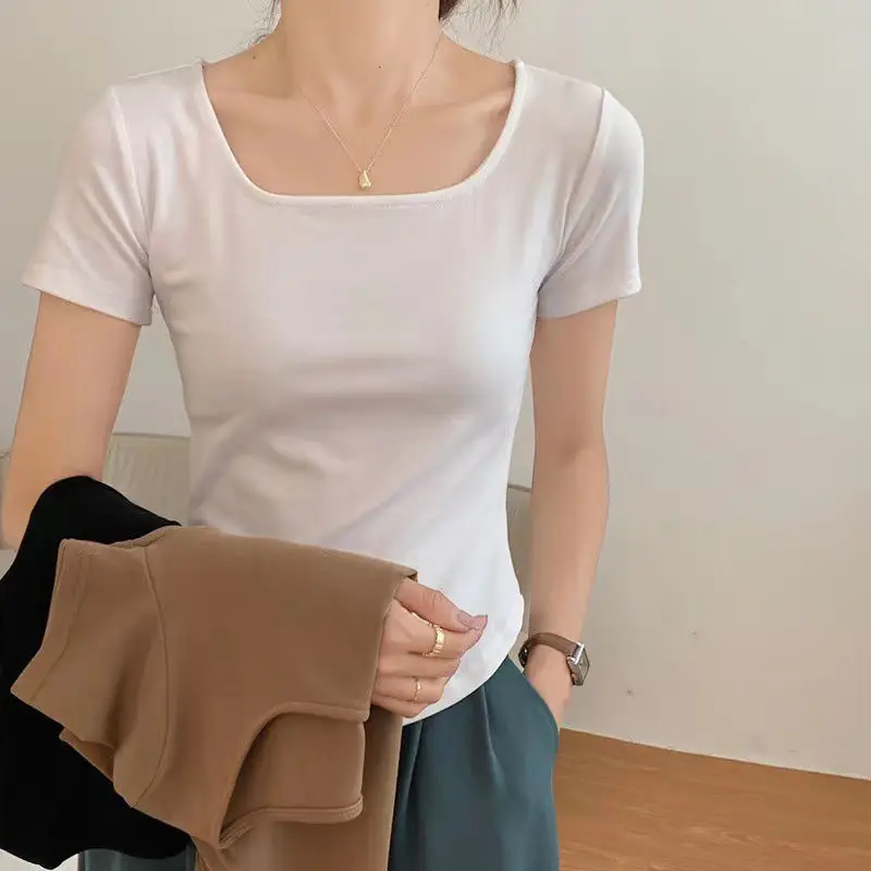 Women Asymmetrical Curved Slim Fit T-Shirt Summer 2025 - Image 5
