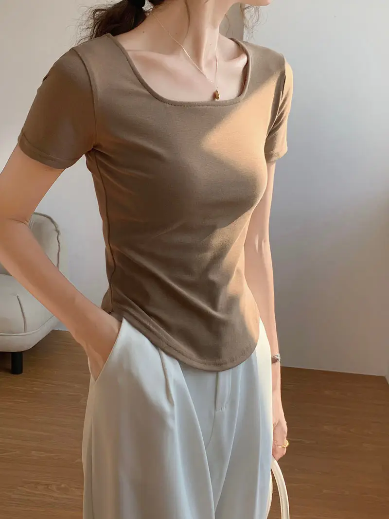 Women Asymmetrical Curved Slim Fit T-Shirt Summer 2025 — feature 11