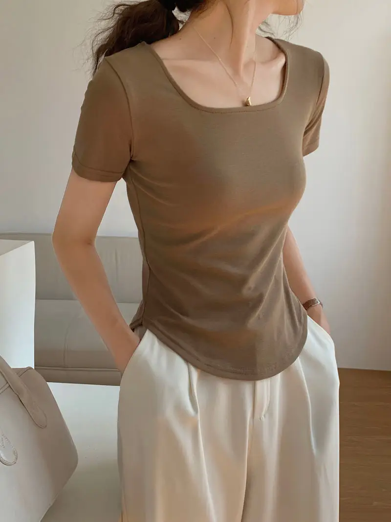 Women Asymmetrical Curved Slim Fit T-Shirt Summer 2025 — feature 12