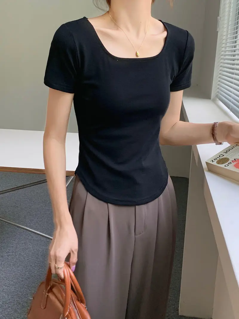 Women Asymmetrical Curved Slim Fit T-Shirt Summer 2025 — feature 13