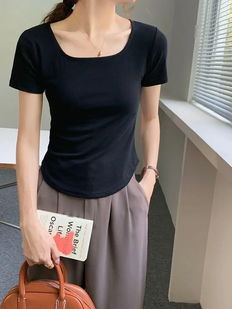 Women Asymmetrical Curved Slim Fit T-Shirt Summer 2025 — feature 14
