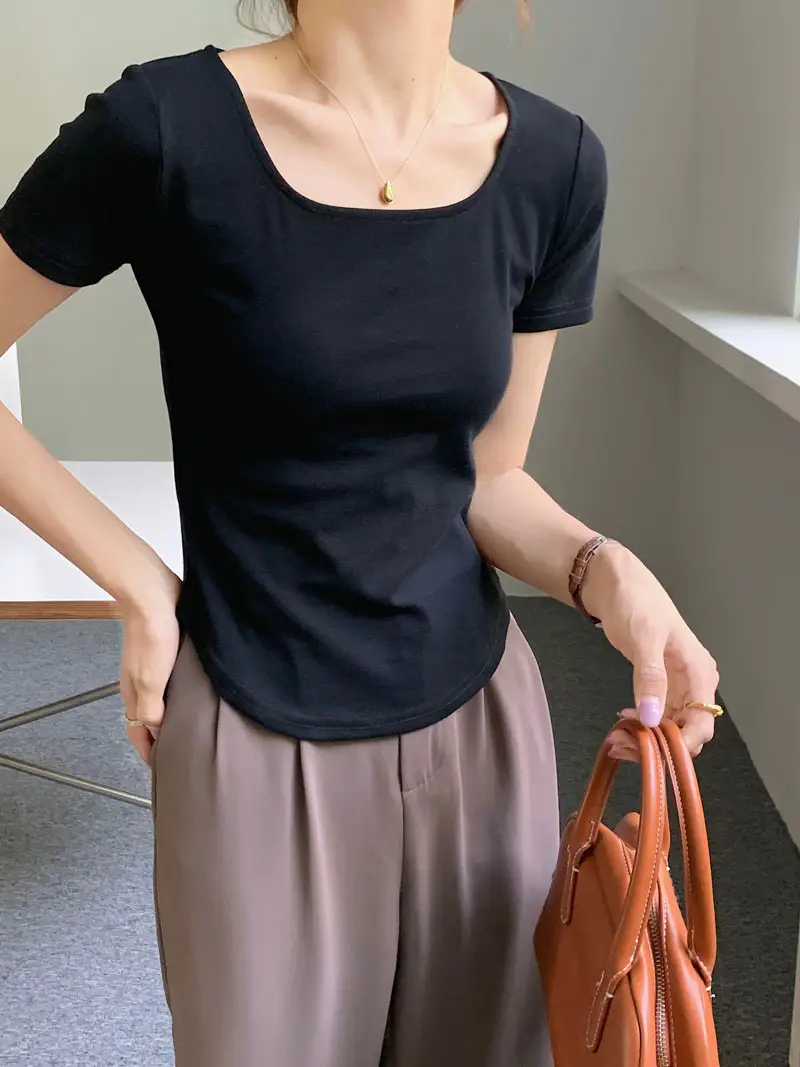 Women Asymmetrical Curved Slim Fit T-Shirt Summer 2025 — feature 17