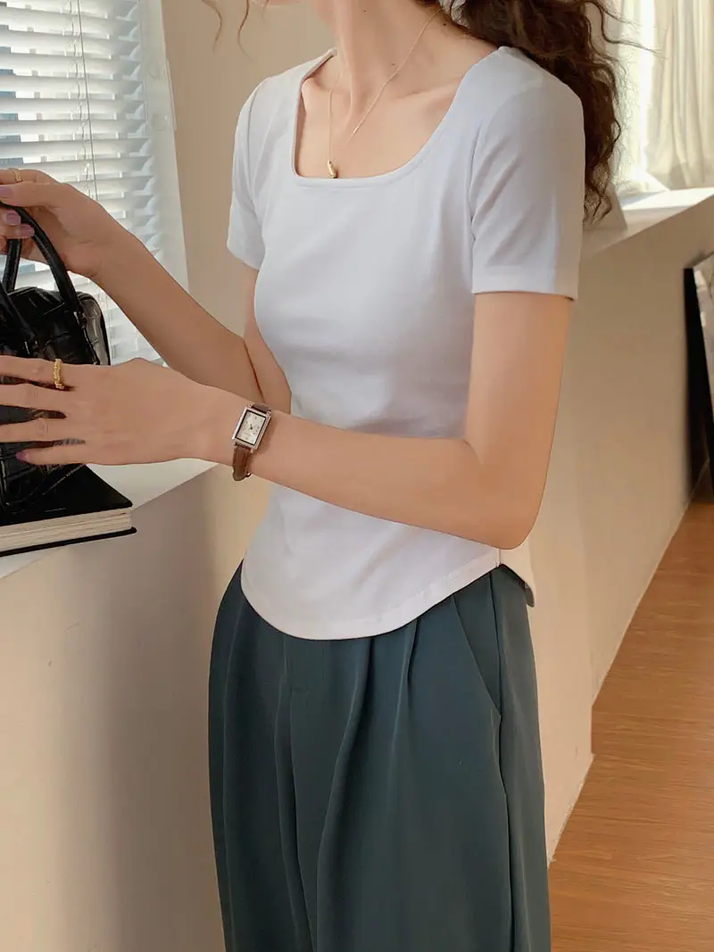 Women Asymmetrical Curved Slim Fit T-Shirt Summer 2025 — feature 18