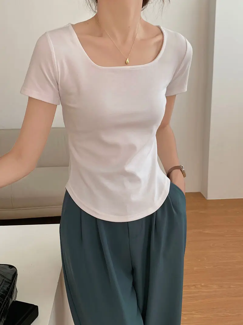 Women Asymmetrical Curved Slim Fit T-Shirt Summer 2025 — feature 20