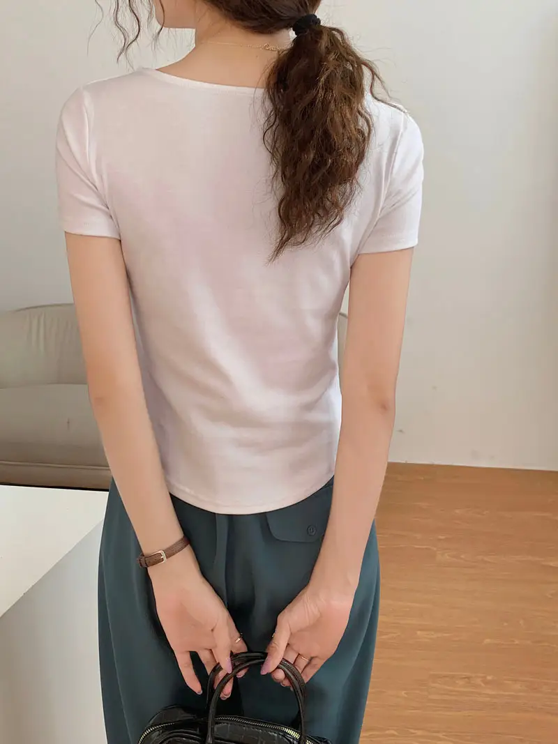 Women Asymmetrical Curved Slim Fit T-Shirt Summer 2025 — feature 21
