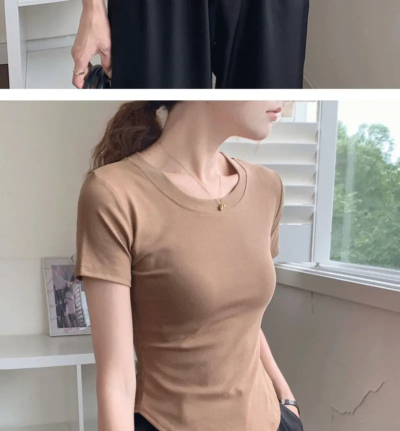 Women Asymmetrical Curved Slim Fit T-Shirt Summer 2025 — feature 23