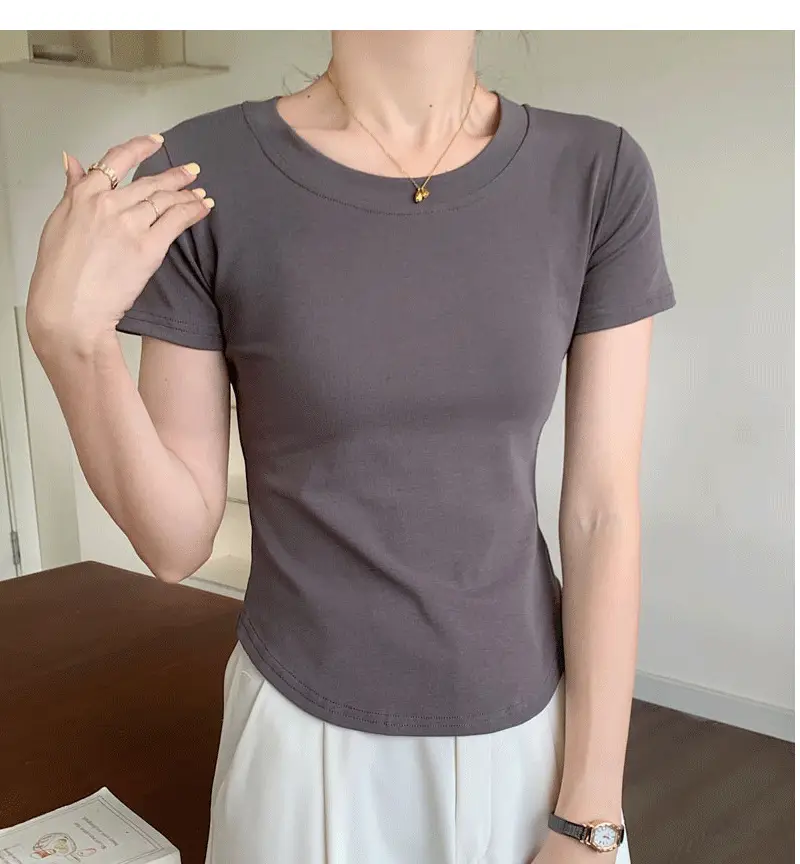 Women Asymmetrical Curved Slim Fit T-Shirt Summer 2025 — feature 27